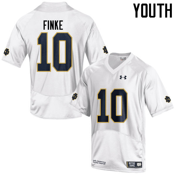Youth #10 Chris Finke Notre Dame Fighting Irish College Football Jerseys-White - Click Image to Close